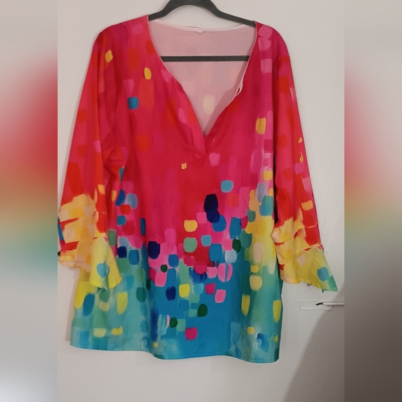 Tops - Colorful Ruffle Plus Size Top Size 4XL